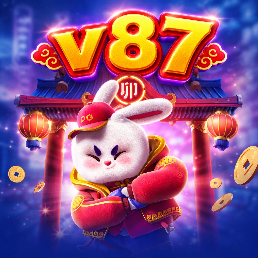 Karakter kelinci ceria bertema modern oriental di v87 Fortune Rabbit